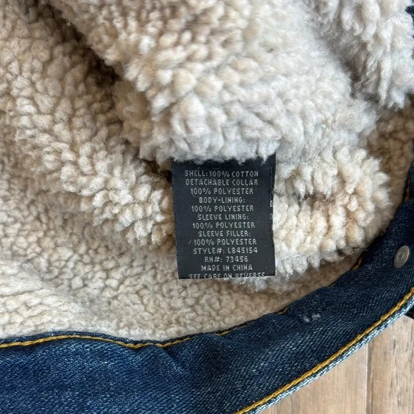 Vintage Lee Shearling Fleece Lined Denim Coat Jean Jacket Size XL - Picture 3 of 11